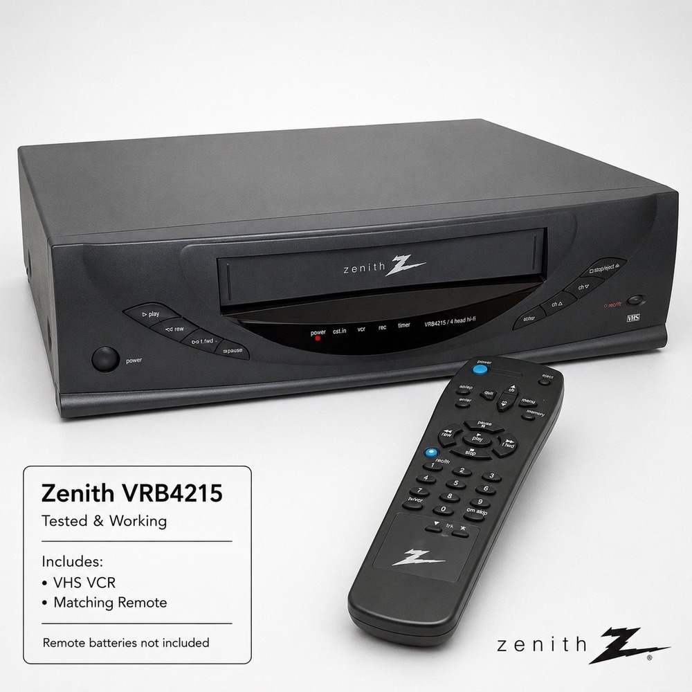 Zenith VRB4215 VHS VCR 4-Head Hi-Fi Video Cassette Recorder with Remote Included